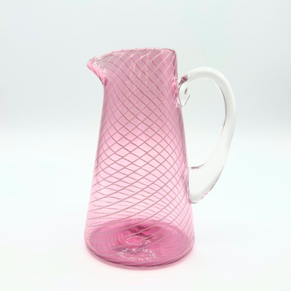 Glass Jug- Pink Filigrana