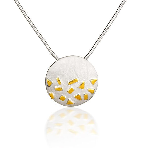 Round Silver and Gold Confetti Small Pendant