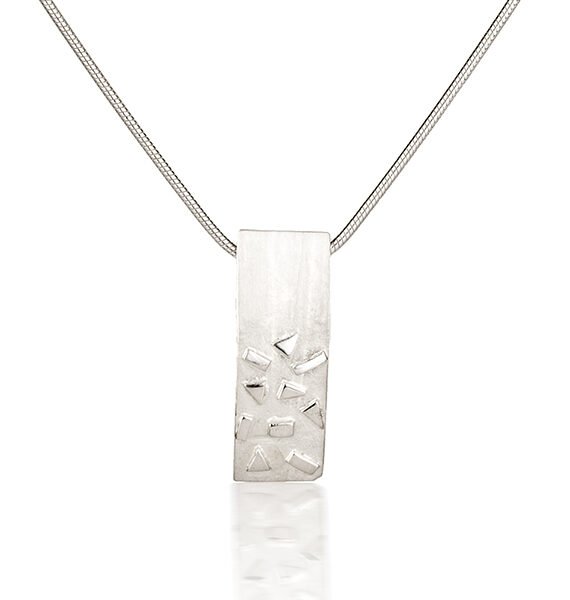 Silver Confetti Small Rectangle Pendant
