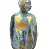 Sculptural Figure in Turquoise, Dark Olive and Goldleaf - Image 2