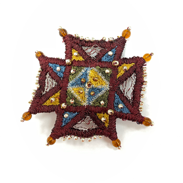 Cross Embroidered Brooch