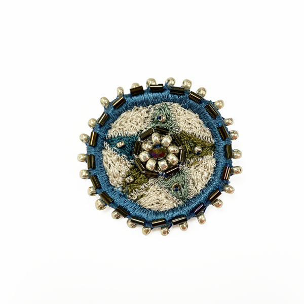 Round Embroidered Brooch