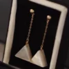 Mother of Pearl Triangle Drop Earrings - Image 3