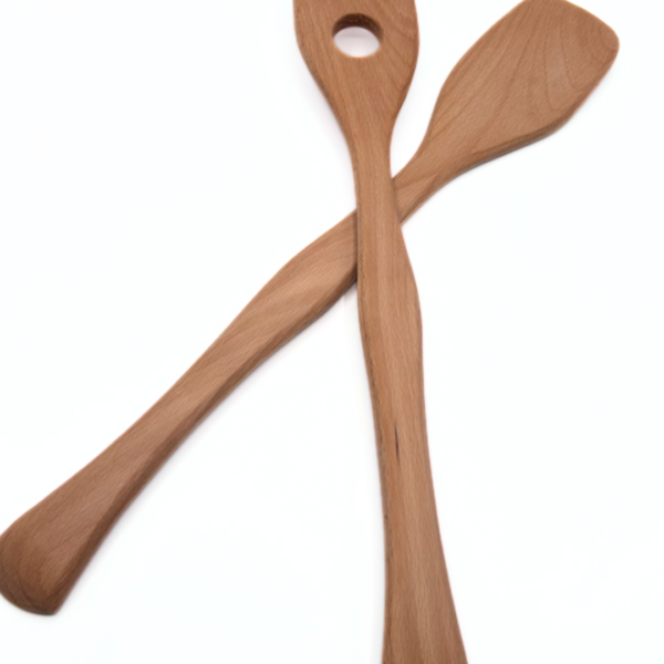 Salad servers Beech hand carved