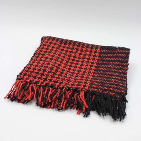 Cashmere, silk and merino scarf, Red and black by Simply Spun