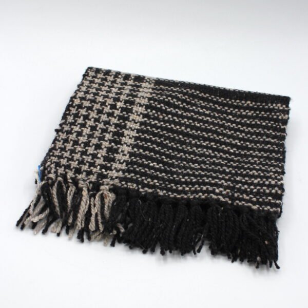 Cashmere, silk and merino scarf, Black and Grey by Simply Spun