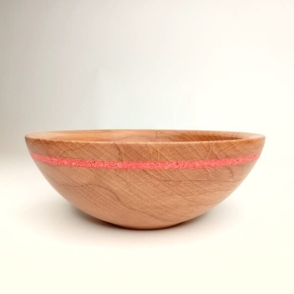 Small Beech Bowl with red glass Inlay by Eoghan Leadbetter