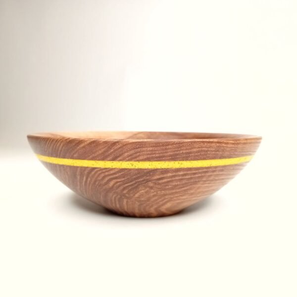 Small Ash Bowl with yellow glass Inlay by Eoghan Leadbetter