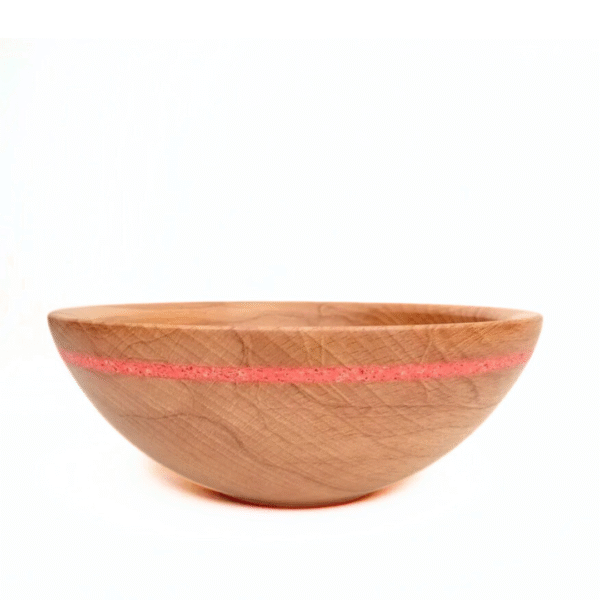 Small Beech Bowl with red glass inlay by Eoghan Leadbetter