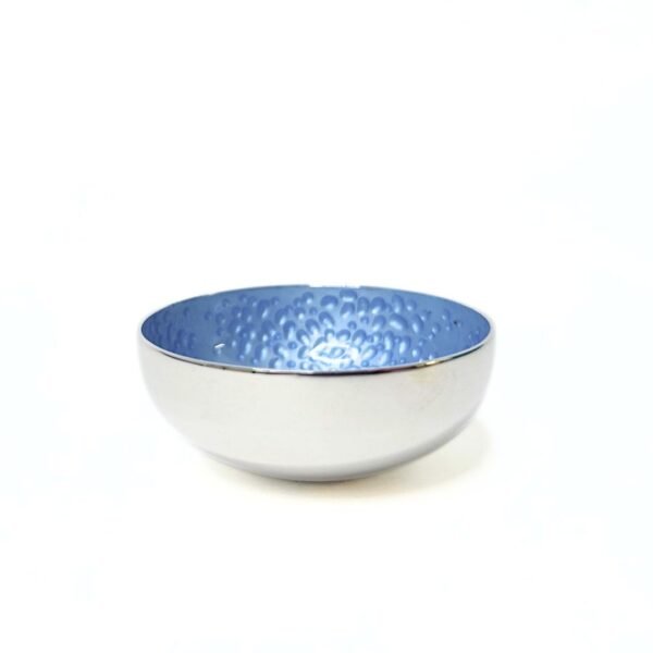 Silver bowl with blue vitreous enamel