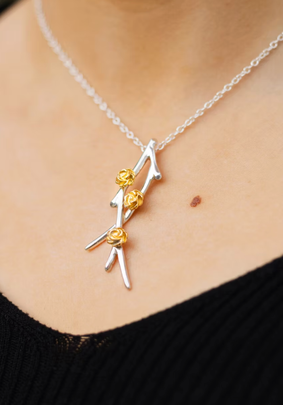 Three Flower Branch Pendant