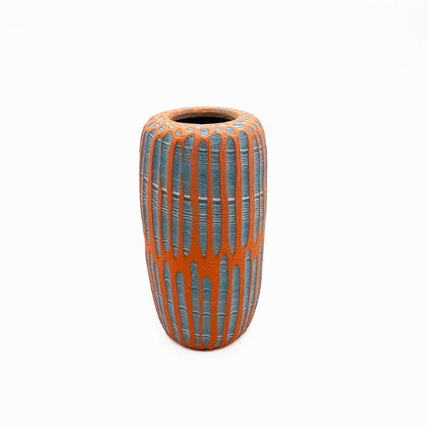 Small teal and orange vessel
