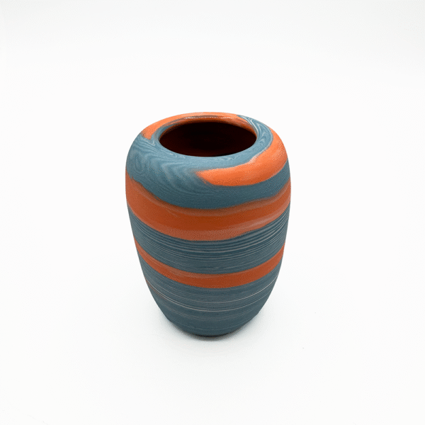 Small teal and orange swirl vessel