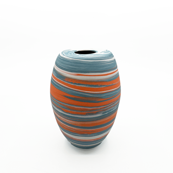 Teal and orange swirl vessel