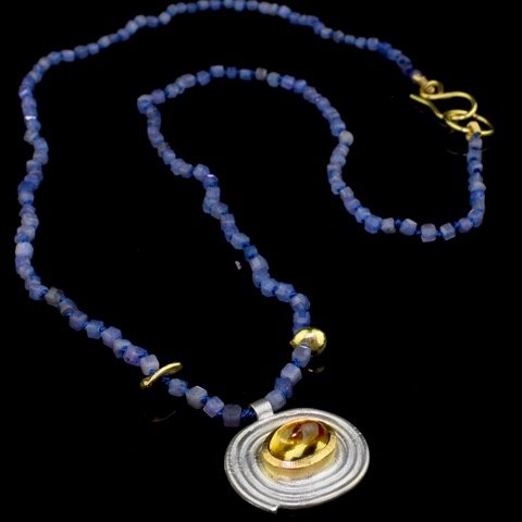 Beryl and Tanzanite Beaded Necklace
