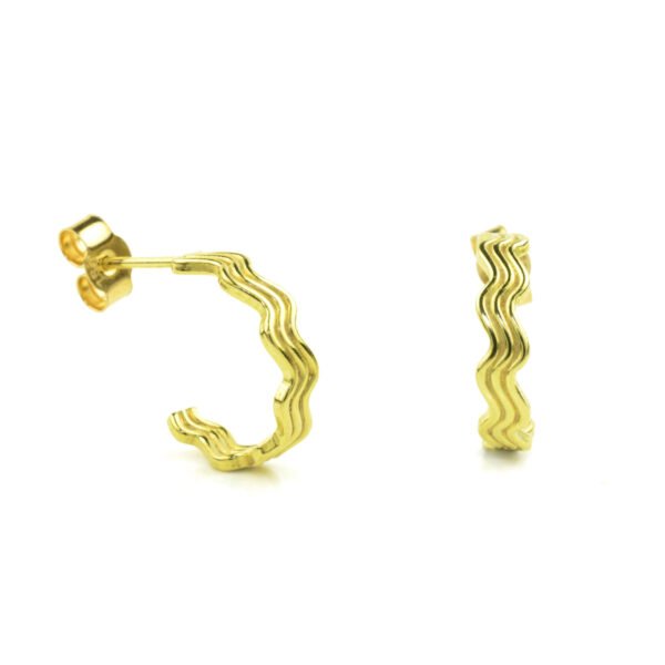 Corrugated Gold Earrings 3 Lines