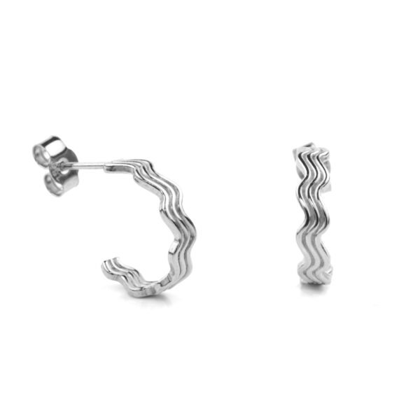 Corrugated Silver Earrings 3 Lines