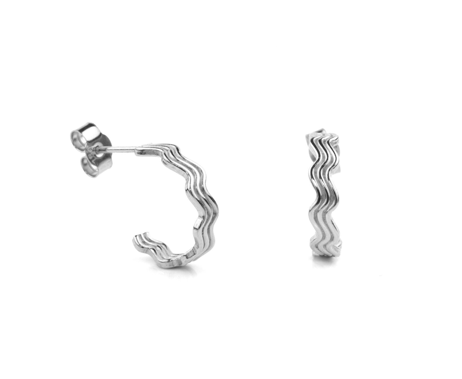 Corrugated Silver Earrings 3 Lines