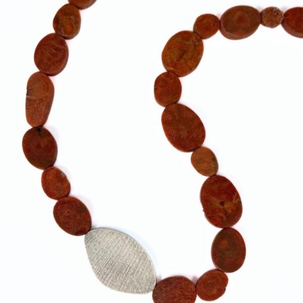 Spiny Oyster Shell and Silver Necklace