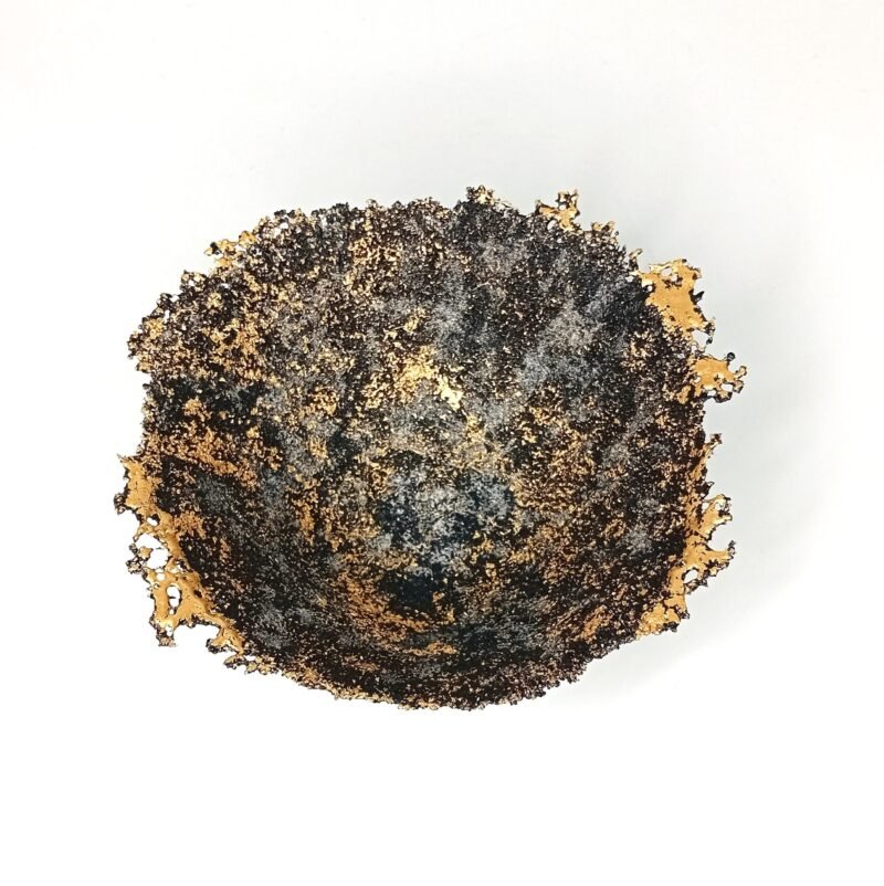 Pate de Verre Glass Bowl Black and Gold - Image 2