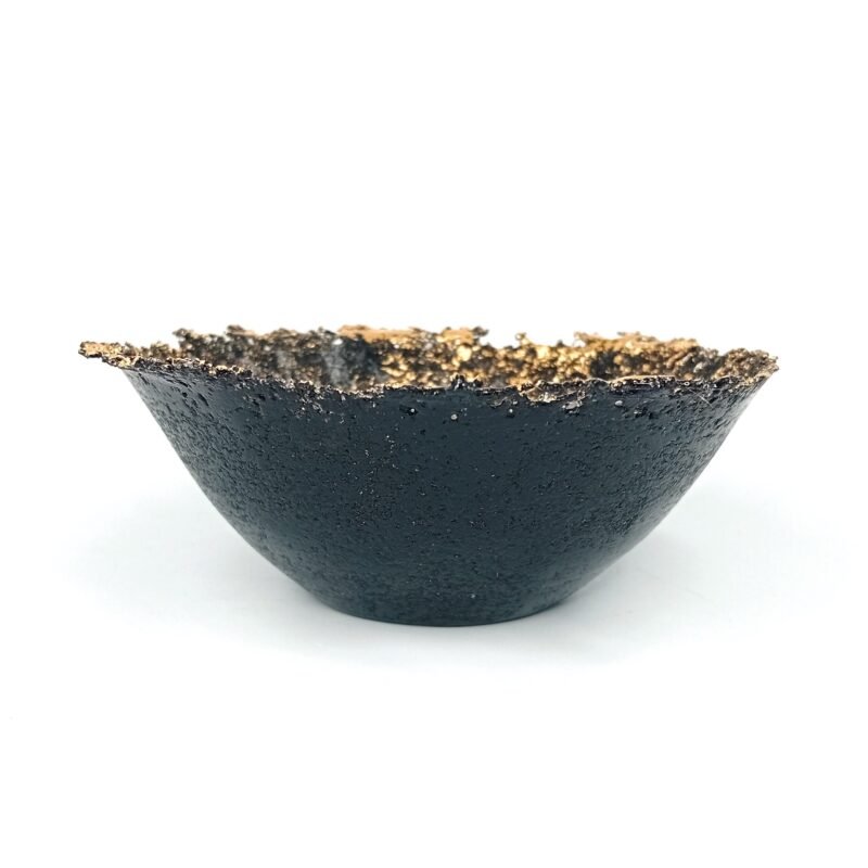 Pate de Verre Glass Bowl Black and Gold - Image 3