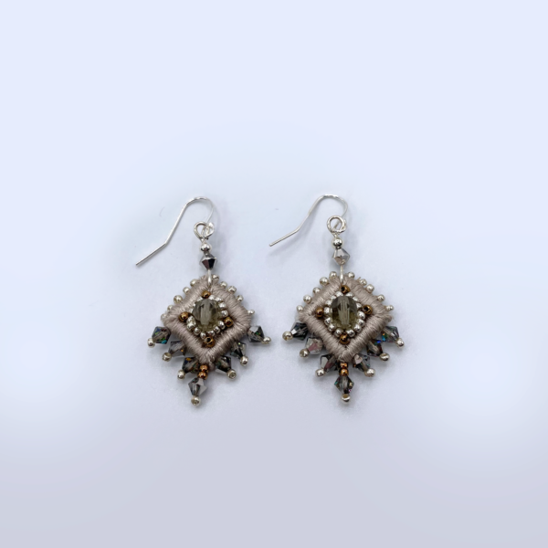 Embroidered Sparkle Earrings Natural Linen