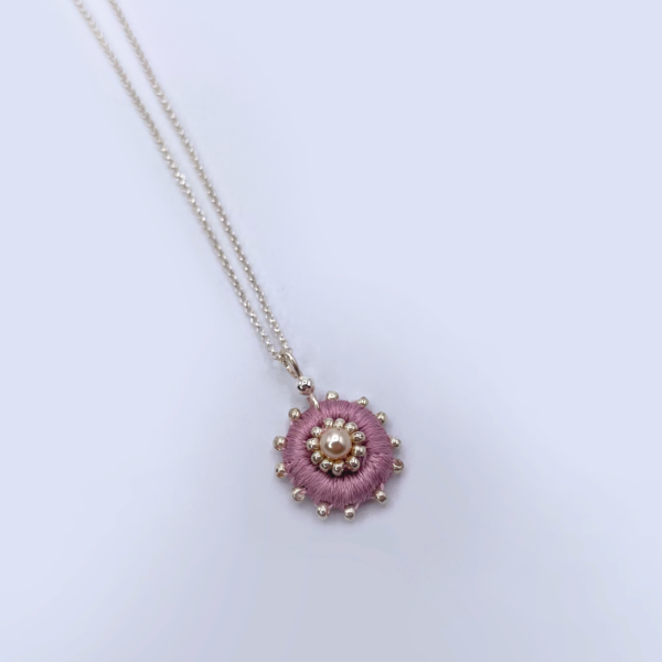 Embroidered Pendant Dusky Pink