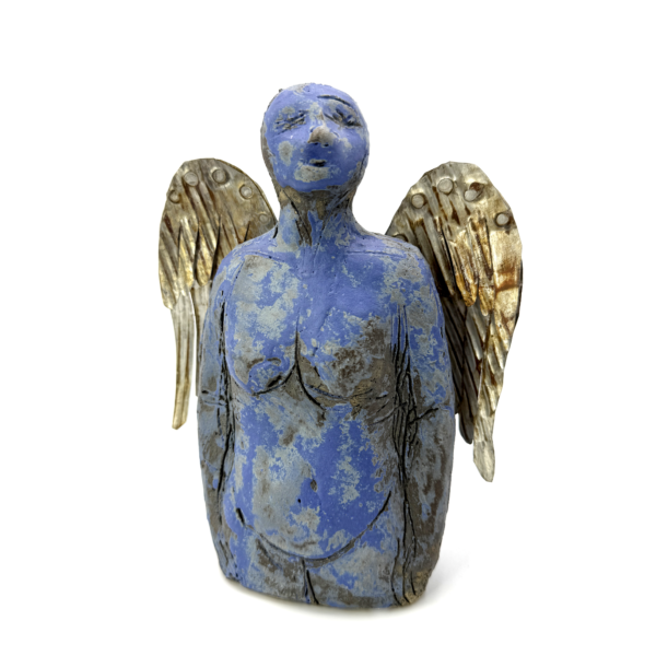 Winged Sculptural Figure in Cobalt Blue