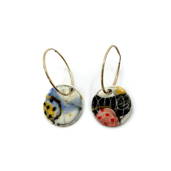 'Wear Your Art' Hoop Earrings (Black & Red), Large