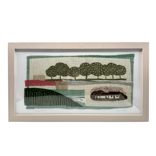 'Home Farm' Framed Hand Stitched Collage on Irish Linen