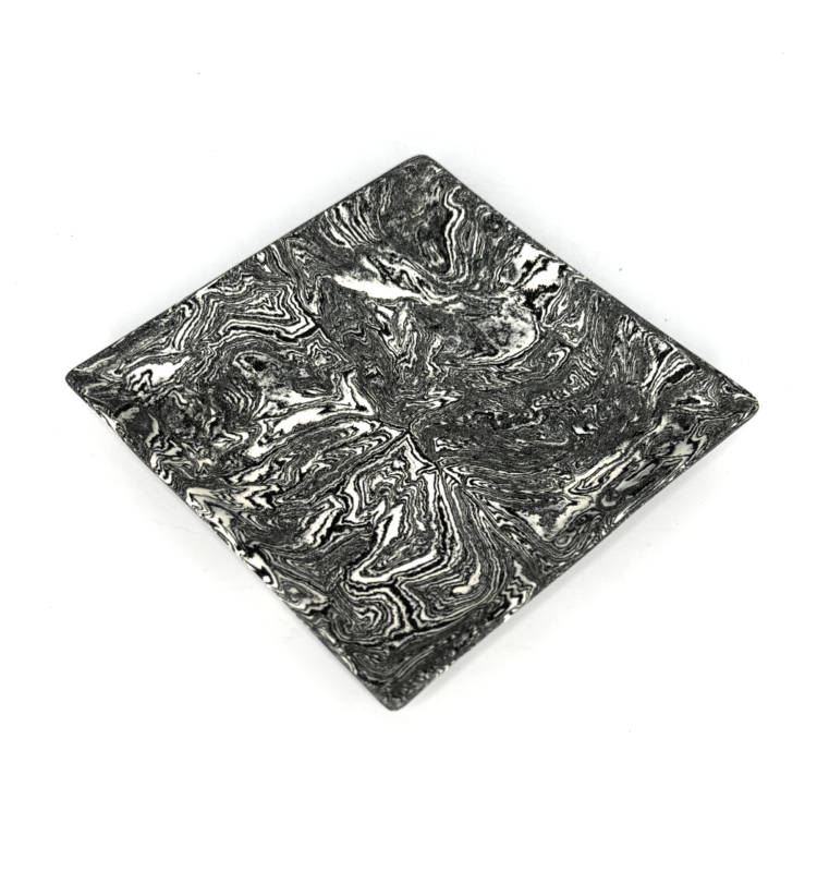 Pigmented Black & White Clay Square Plate