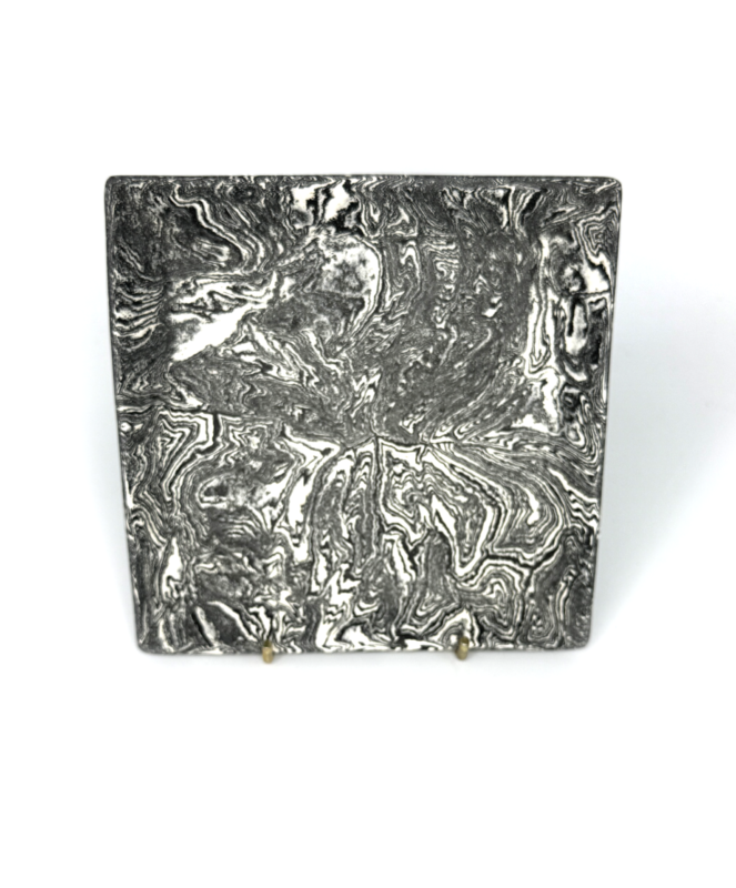 Pigmented Black & White Clay Square Plate - Image 2