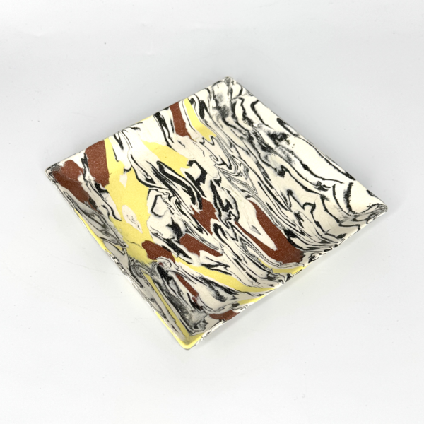 Pigmented Yellow/Black/Earth Red Clay Square Plate