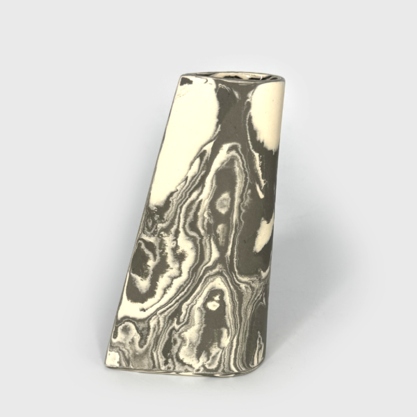 Small Stoneware Grey Nerikomi Stem Vase