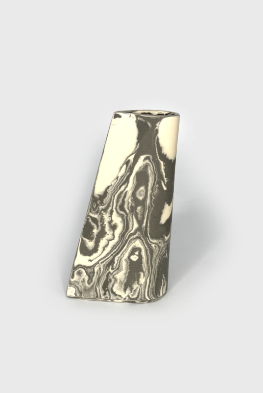 Small Stoneware Grey Nerikomi Stem Vase