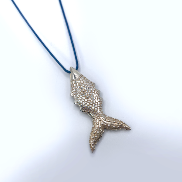 Soul Fish Silver Necklace on Waxed Cotton
