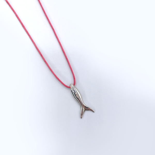 Wee Fishy Silver Necklace on Waxed Cotton Cord