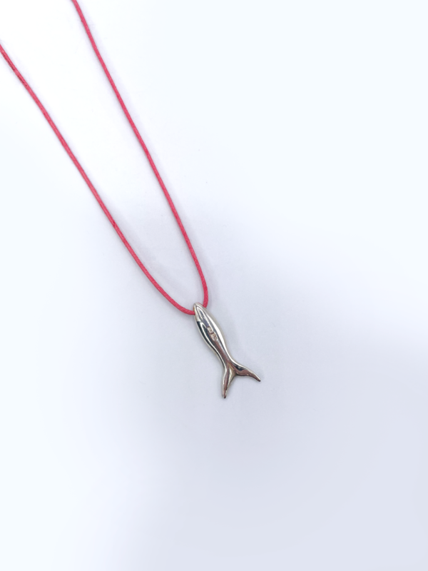 Wee Fishy Silver Necklace on Waxed Cotton Cord