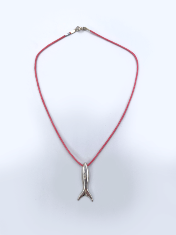 Wee Fishy Silver Necklace on Waxed Cotton Cord - Image 2