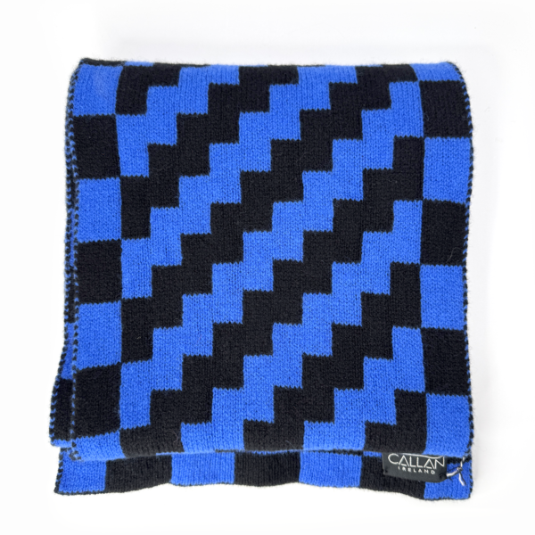 Steps Pattern Scarf in Royal Blue and Black