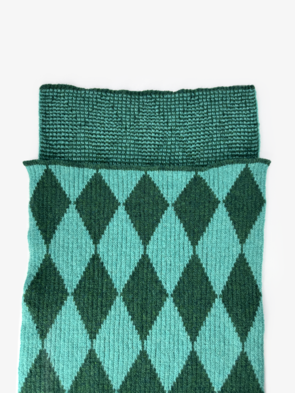 Diamond Pattern Scarf in Green and Teal - Image 2