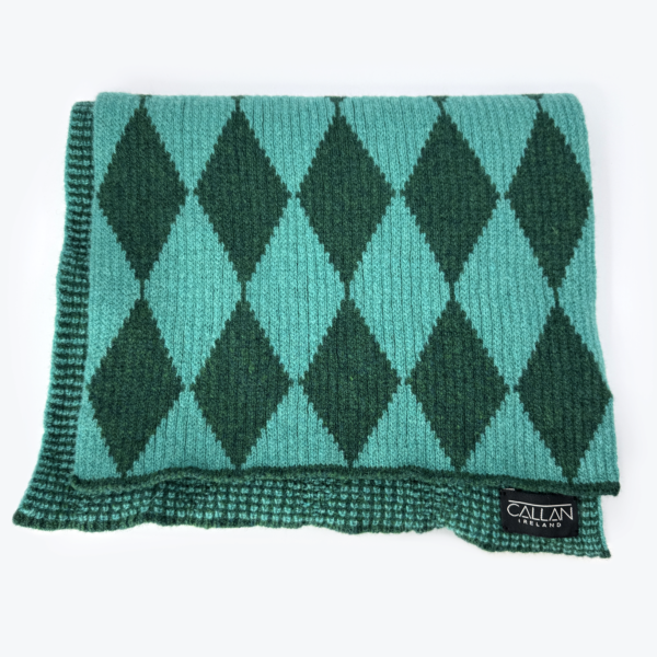 Diamond Pattern Scarf in Green and Teal
