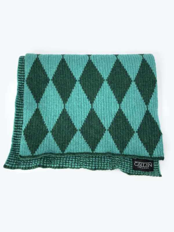 Diamond Pattern Scarf in Green and Teal
