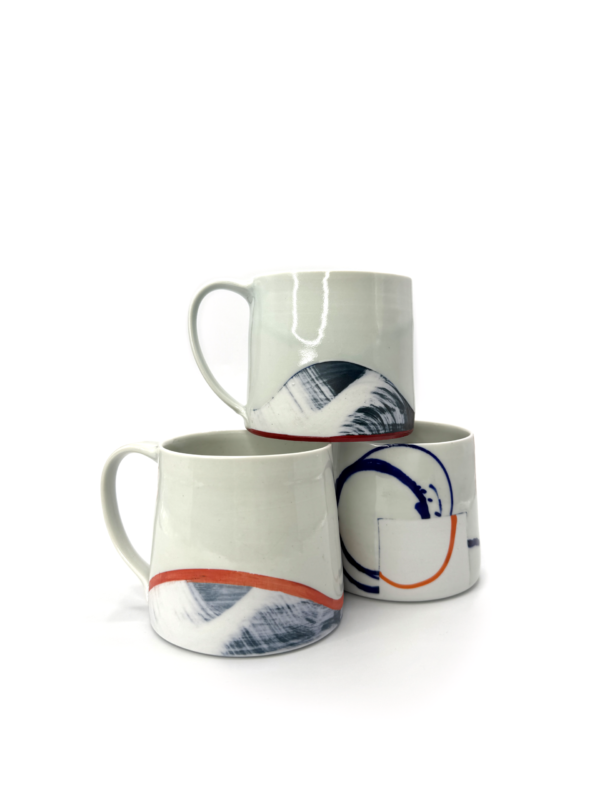 Blue and Orange Porcelain Mugs