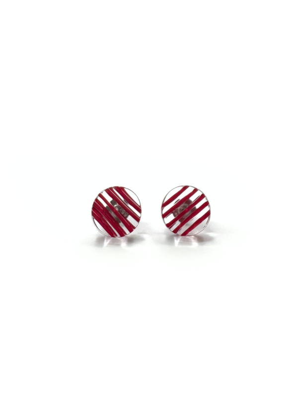 Disc Stud Earrings, red - Image 2