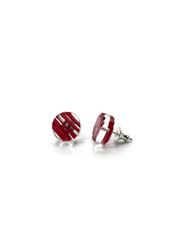 Disc Stud Earrings, red - Image 3