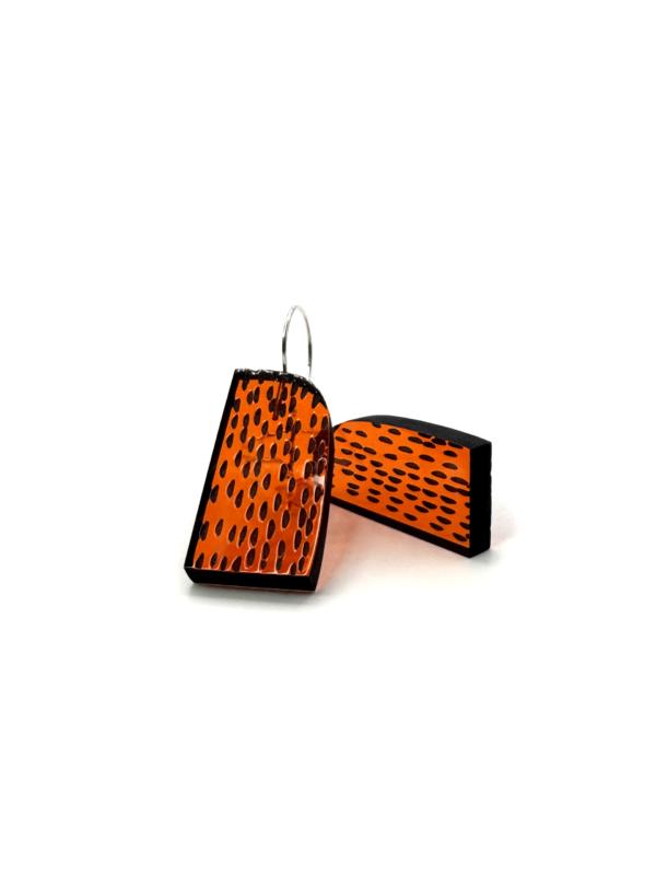 Tall Concrete Earrings, orange and black - Image 2