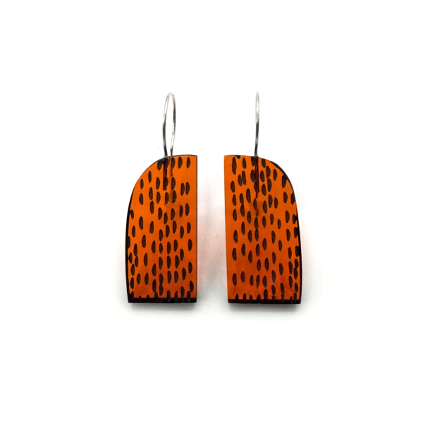 Tall Concrete Earrings, orange and black