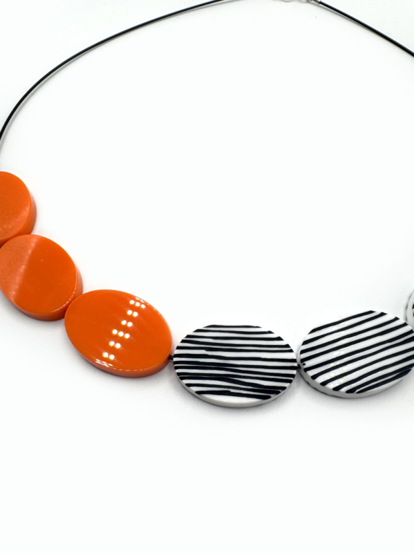Ovals Necklace, orange & black - Image 3