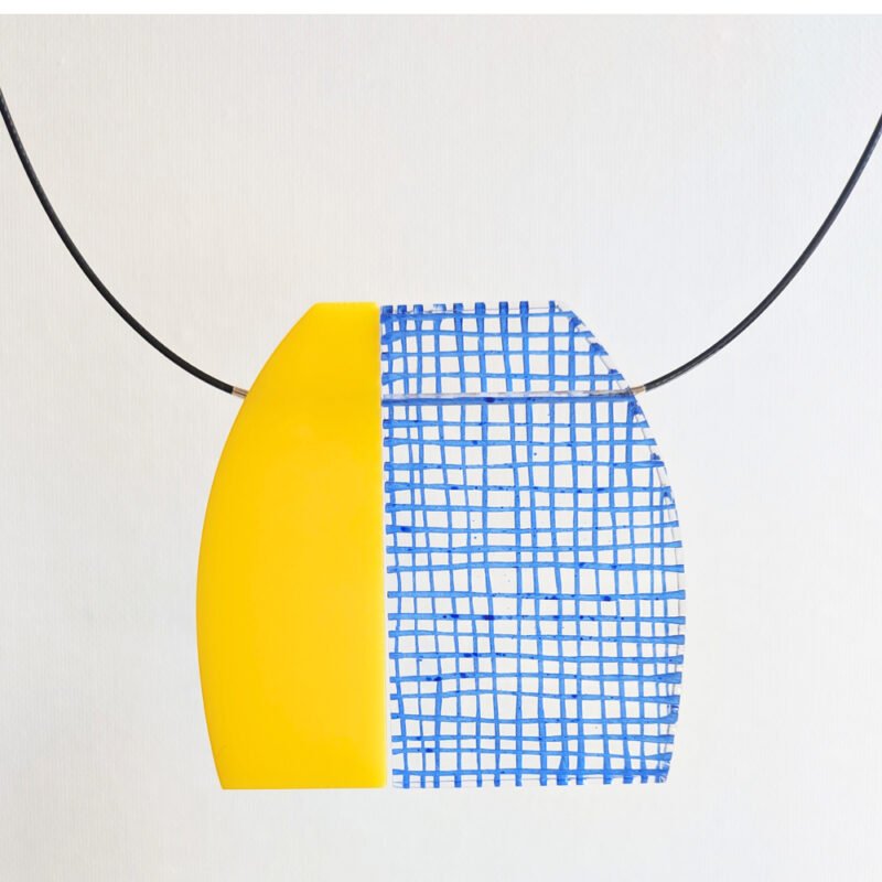 Weave Necklace, yellow & blue
